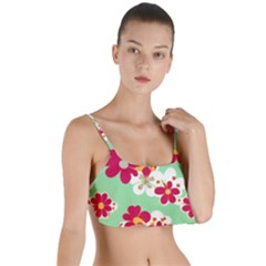 Retro 1960s Flowers Pattern Layered Top Bikini Top 