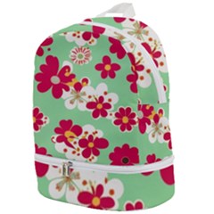 Retro 1960s Flowers Pattern Zip Bottom Backpack