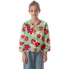 Retro 1960s Flowers Pattern Kids  Sailor Shirt