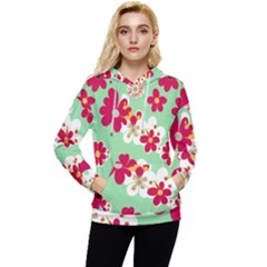 Retro 1960s Flowers Pattern Women s Lightweight Drawstring Hoodie