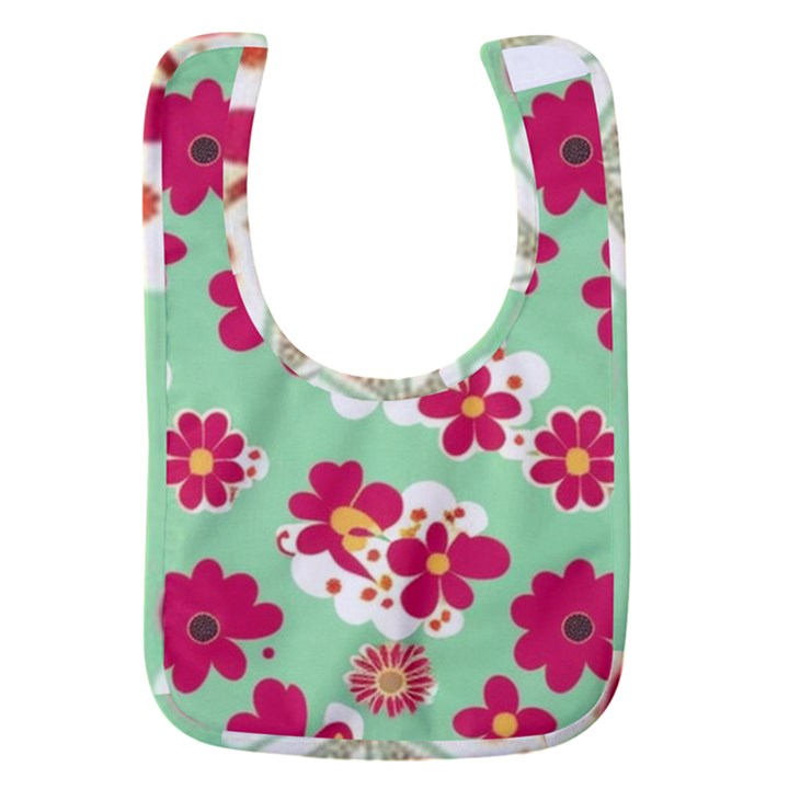 Retro 1960s Flowers Pattern Baby Bib