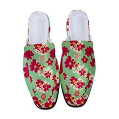 Retro 1960s Flowers Pattern Women s Classic Backless Heels by patterns123