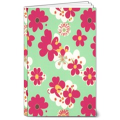 Retro 1960s Flowers Pattern 8  X 10  Softcover Notebook