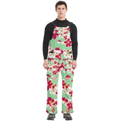 Retro 1960s Flowers Pattern Men s Side Zip Front Pouch Ski And Snowboard Bib Pants	