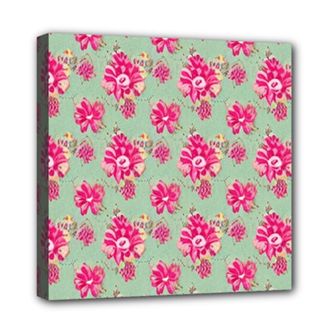 Retro 1880s Flowers Pattern 11 Mini Canvas 8  X 8  (stretched) by violetheavensky