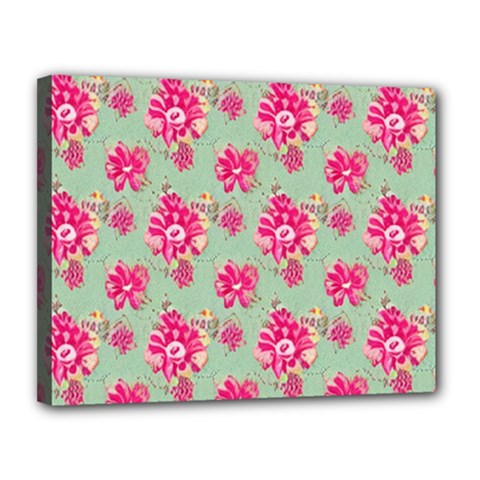 Retro 1880s Flowers Pattern 11 Canvas 14  X 11  (stretched) by violetheavensky