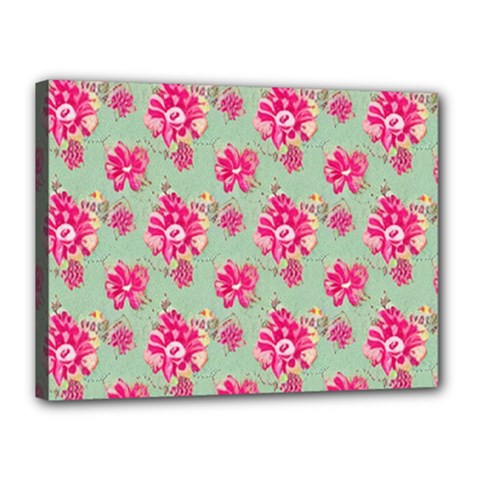 Retro 1880s Flowers Pattern 11 Canvas 16  X 12  (stretched) by violetheavensky