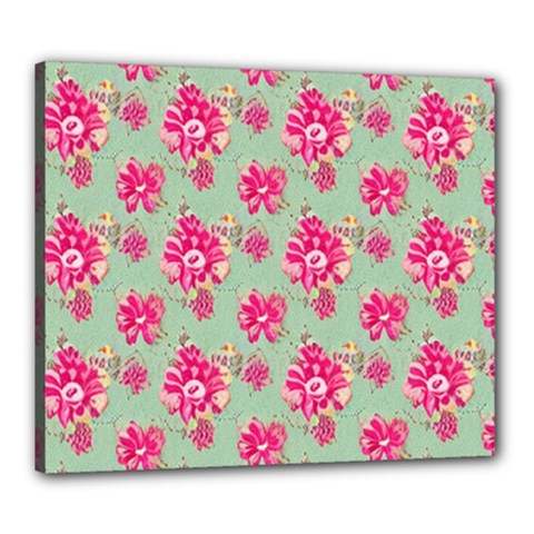 Retro 1880s Flowers Pattern 11 Canvas 24  X 20  (stretched) by violetheavensky