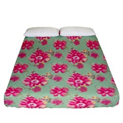 Retro 1880s Flowers Pattern 11 Fitted Sheet (queen Size)