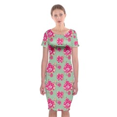 Retro 1880s Flowers Pattern 11 Classic Short Sleeve Midi Dress by violetheavensky