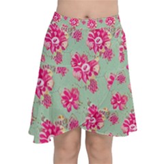 Retro 1880s Flowers Pattern 11 Chiffon Wrap Front Skirt