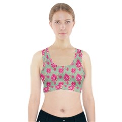 Retro 1880s Flowers Pattern 11 Sports Bra With Pocket