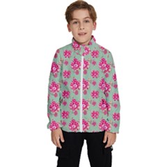 Retro 1880s Flowers Pattern 11 Kids  High Neck Windbreaker by patterns123