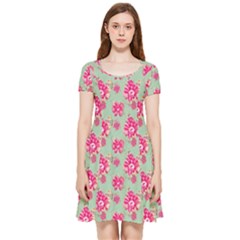 Retro 1880s Flowers Pattern 11 Inside Out Cap Sleeve Dress