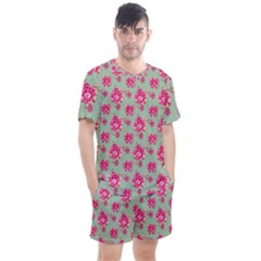 Retro 1880s Flowers Pattern 11 Men s Mesh T-shirt And Shorts Set