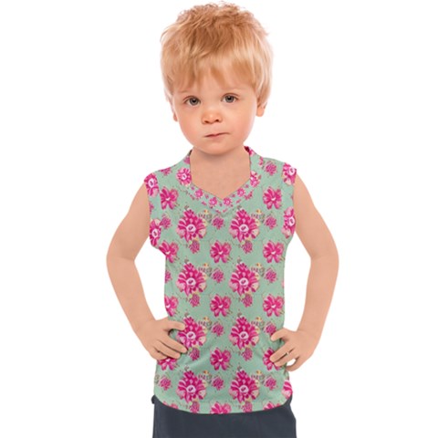 Retro 1880s Flowers Pattern 11 Kids  Sport Tank Top by violetheavensky