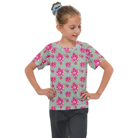 Retro 1880s Flowers Pattern 11 Kids  Mesh Piece T-shirt by patterns123