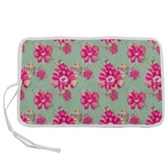 Retro 1880s Flowers Pattern 11 Pen Storage Case (m)