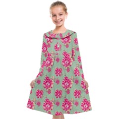 Retro 1880s Flowers Pattern 11 Kids  Midi Sailor Dress