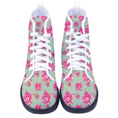 Retro 1880s Flowers Pattern 11 Women s High-top Canvas Sneakers by violetheavensky