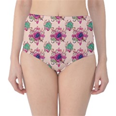 Retro 1880s Flowers Pattern 10 Classic High-waist Bikini Bottoms by patterns123