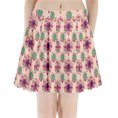 Retro 1880s Flowers Pattern 10 Pleated Mini Skirt