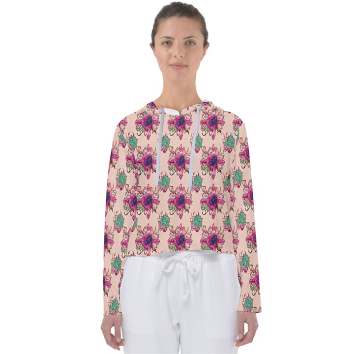 Retro 1880s Flowers Pattern 10 Women s Slouchy Sweat