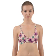 Retro 1880s Flowers Pattern 10 Wrap Around Bikini Top