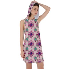 Retro 1880s Flowers Pattern 10 Racer Back Hoodie Dress