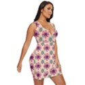 Retro 1880s Flowers Pattern 10 Draped Bodycon Dress View3