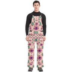 Retro 1880s Flowers Pattern 10 Men s Side Zip Front Pouch Ski And Snowboard Bib Pants	