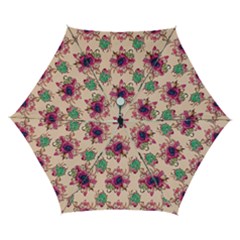 Retro 1880s Flowers Pattern 10 Automatic Folding Umbrella With Case (small) by violetheavensky