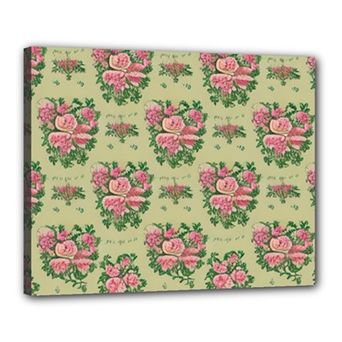 Retro 1880s Flowers Pattern 9 Canvas 20  X 16  (stretched)