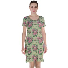 Retro 1880s Flowers Pattern 9 Short Sleeve Nightdress