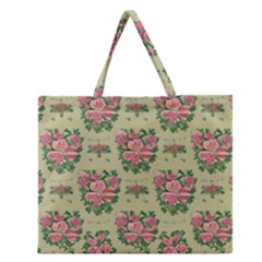 Retro 1880s Flowers Pattern 9 Zipper Large Tote Bag