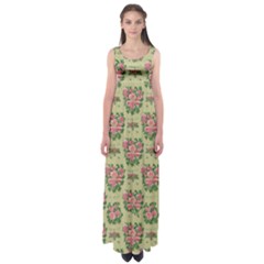 Retro 1880s Flowers Pattern 9 Empire Waist Maxi Dress