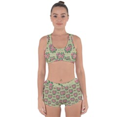 Retro 1880s Flowers Pattern 9 Racerback Boyleg Bikini Set