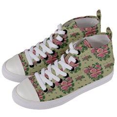 Retro 1880s Flowers Pattern 9 Women s Mid-top Canvas Sneakers