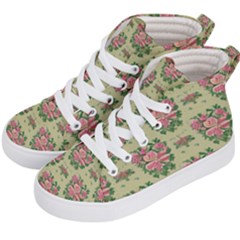 Retro 1880s Flowers Pattern 9 Kids  Hi-top Skate Sneakers by violetheavensky