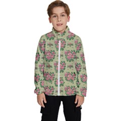 Retro 1880s Flowers Pattern 9 Kids  High Neck Windbreaker by patterns123