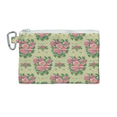 Retro 1880s Flowers Pattern 9 Canvas Cosmetic Bag (medium)