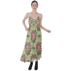 Retro 1880s Flowers Pattern 9 Tie Back Maxi Dress