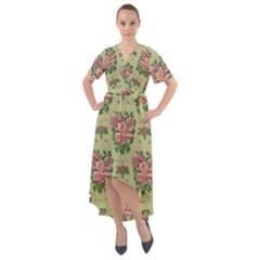 Retro 1880s Flowers Pattern 9 Front Wrap High Low Dress