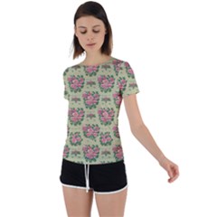 Retro 1880s Flowers Pattern 9 Back Circle Cutout Sports T-shirt by patterns123