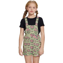 Retro 1880s Flowers Pattern 9 Kids  Short Overalls