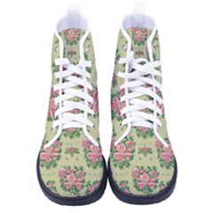 Retro 1880s Flowers Pattern 9 Women s High-top Canvas Sneakers by violetheavensky