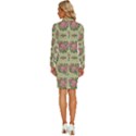 Retro 1880s Flowers Pattern 9 Long Sleeve Shirt Collar Bodycon Dress View4