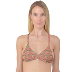 Retro 1880s Flowers Pattern 12 Reversible Tri Bikini Top