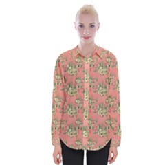 Retro 1880s Flowers Pattern 12 Womens Long Sleeve Shirt