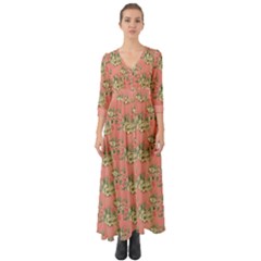 Retro 1880s Flowers Pattern 12 Button Up Boho Maxi Dress